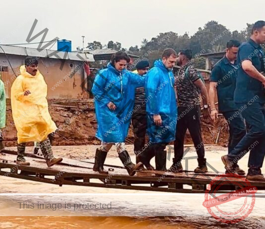 Rahul, Priyanka visit Wayanad landslide site, BJP terms it “Tragedy Tourism”